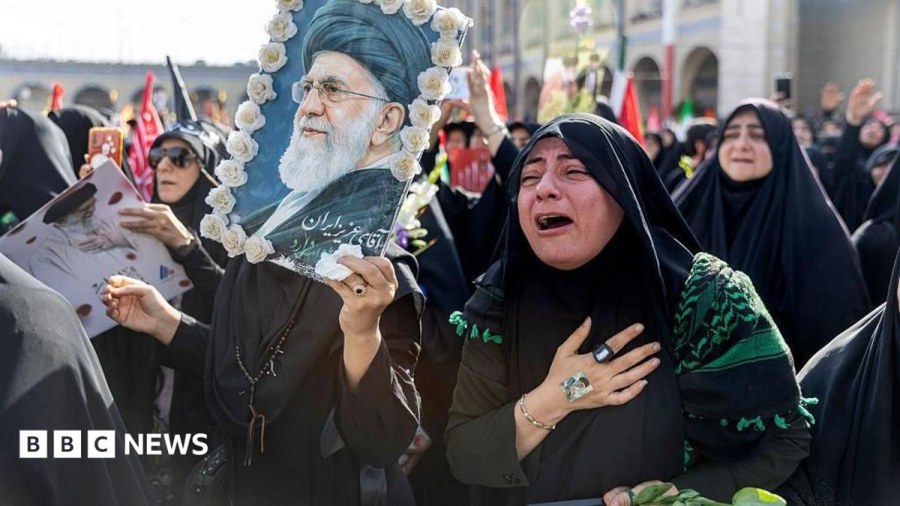 Iran's supreme leader absent as senior officials attend ayatollah's funeral